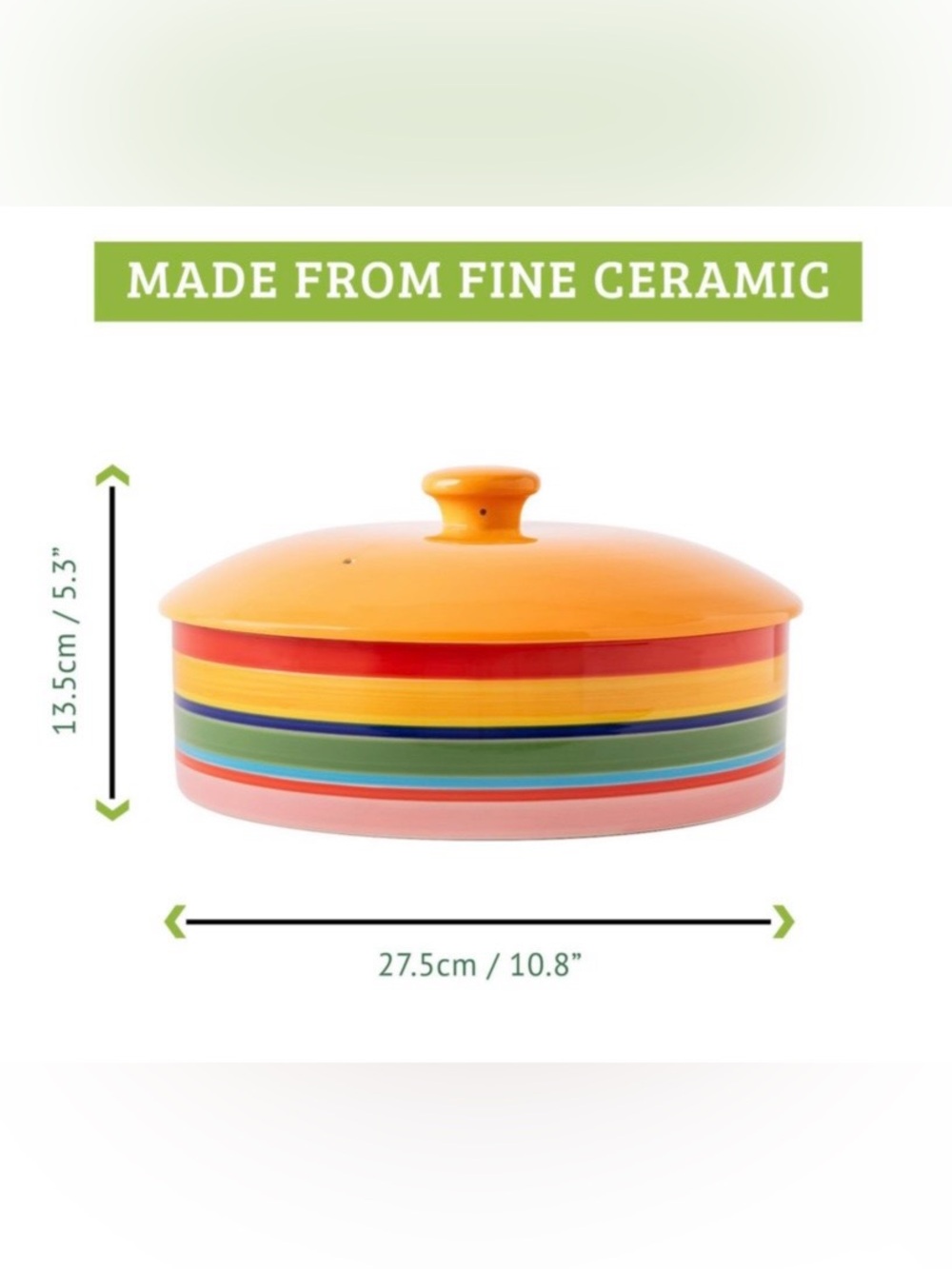 Kohl's Multicolor Ceramic Tortilla Warmer with Orange Lid - Picture 2 of 12